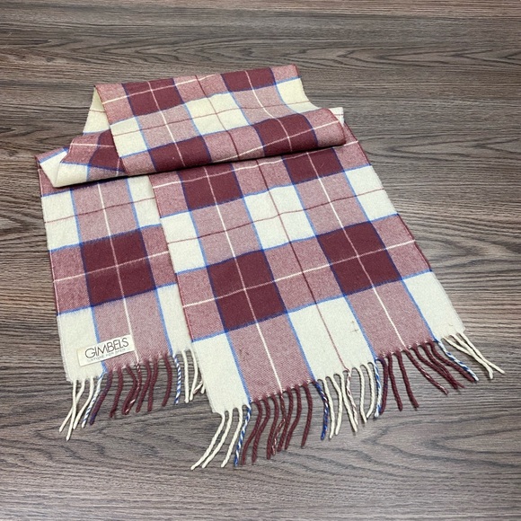 Gimbels Red, White & Blue Tartan Plaid Scarf - Picture 1 of 5